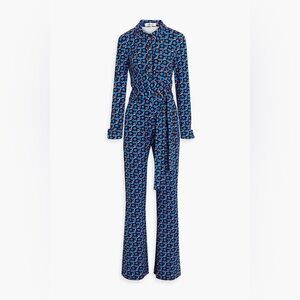 Diane Von Furstenberg Blue Geometric Jumpsuit